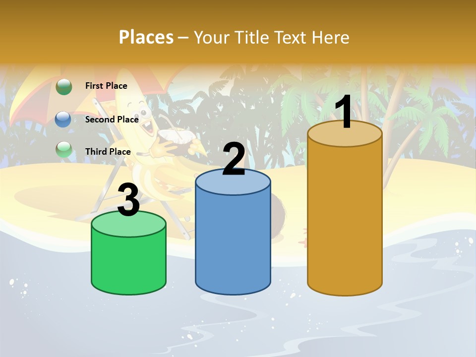 A Banana Sitting On A Beach Chair With An Umbrella PowerPoint Template