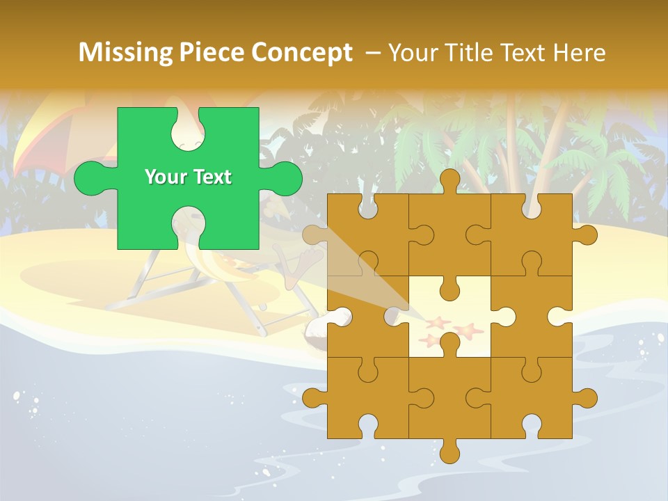 A Banana Sitting On A Beach Chair With An Umbrella PowerPoint Template