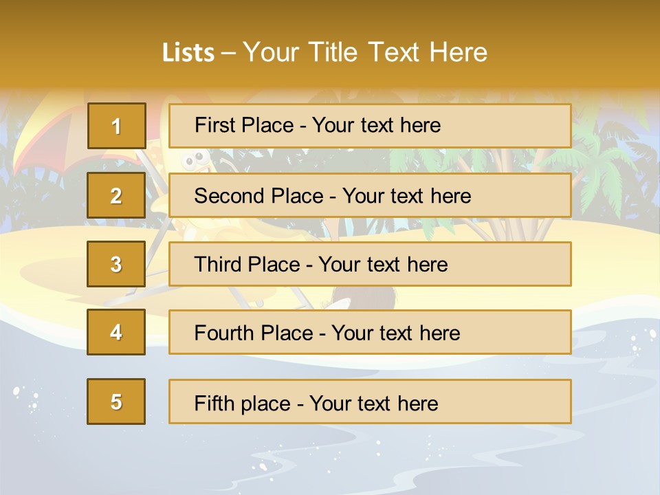 A Banana Sitting On A Beach Chair With An Umbrella PowerPoint Template