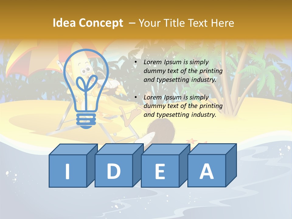 A Banana Sitting On A Beach Chair With An Umbrella PowerPoint Template