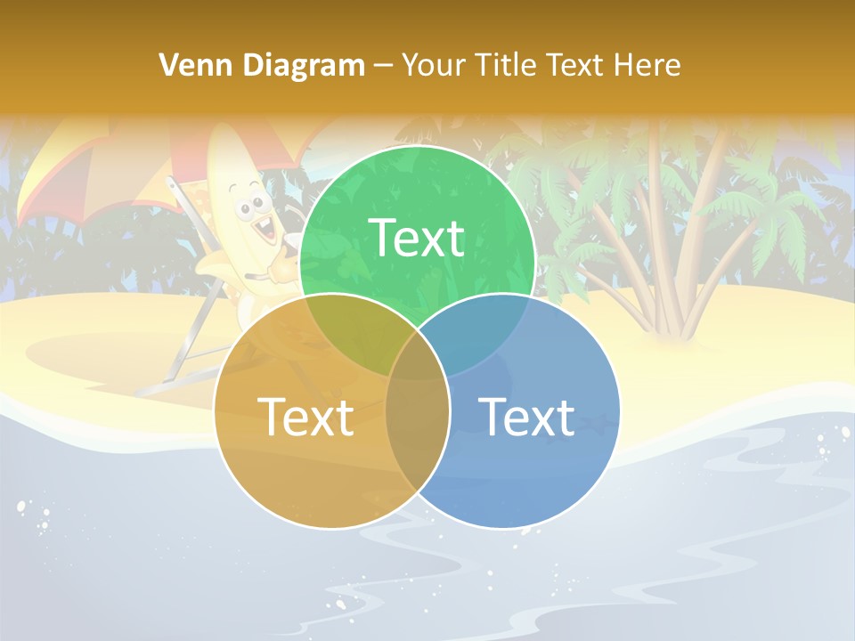 A Banana Sitting On A Beach Chair With An Umbrella PowerPoint Template