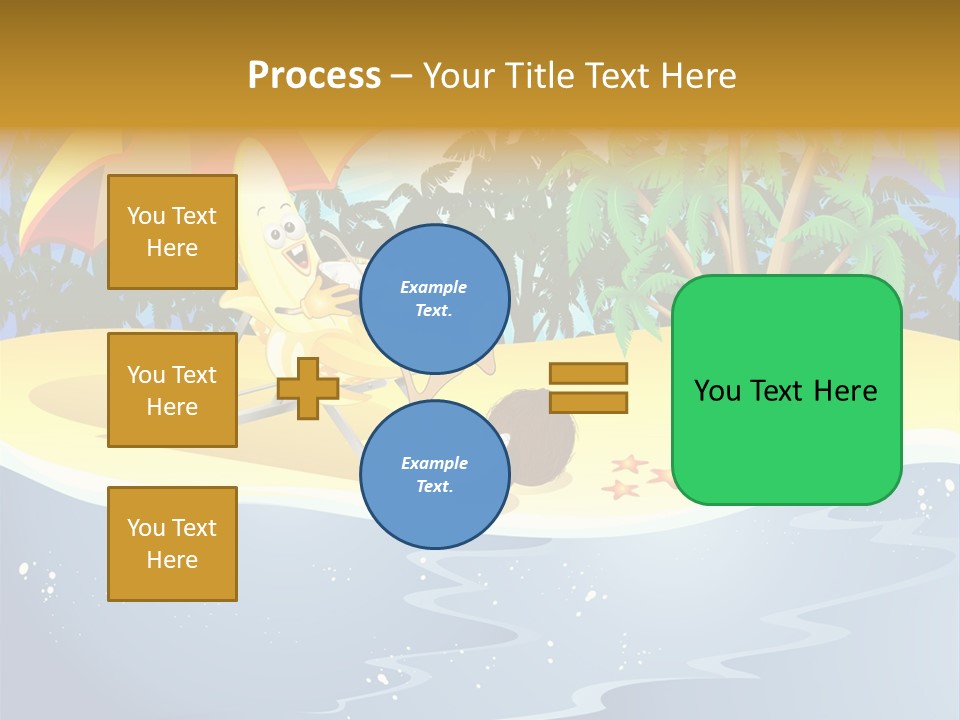 A Banana Sitting On A Beach Chair With An Umbrella PowerPoint Template