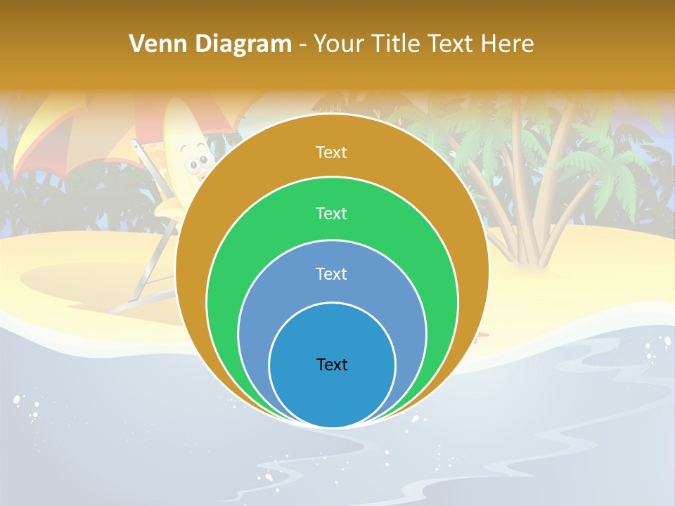 A Banana Sitting On A Beach Chair With An Umbrella PowerPoint Template