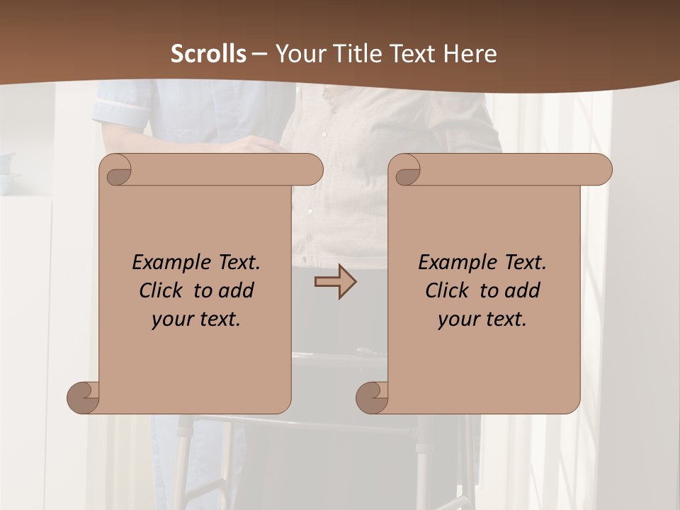 A Woman With A Walker Talking To A Man In A Kitchen PowerPoint Template