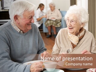 Two People Happy Horizontal PowerPoint Template