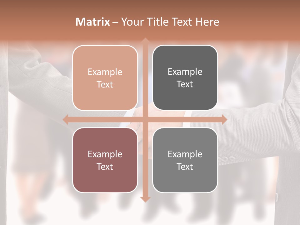Two Men Shaking Hands In Front Of A Group Of People PowerPoint Template
