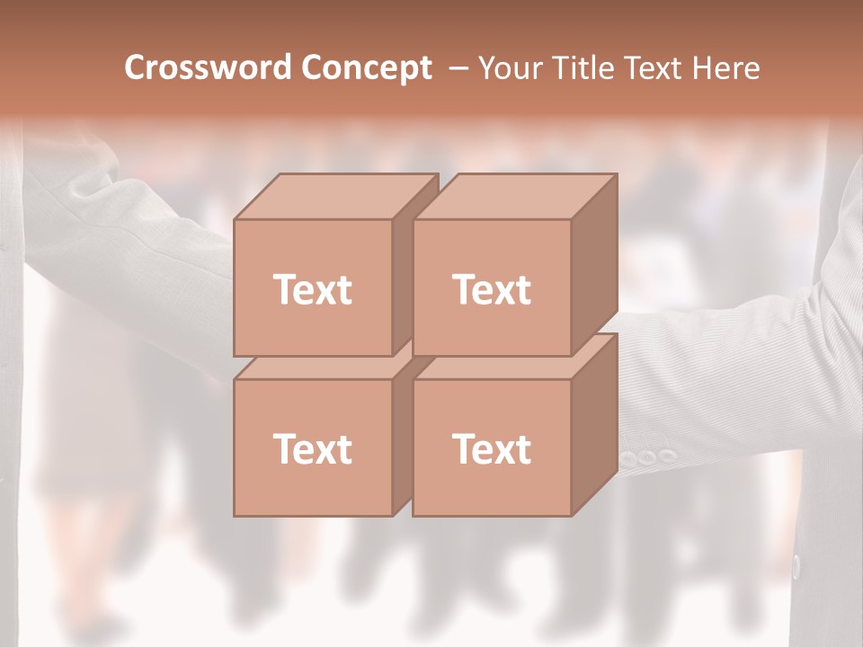 Two Men Shaking Hands In Front Of A Group Of People PowerPoint Template