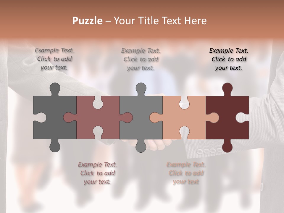 Two Men Shaking Hands In Front Of A Group Of People PowerPoint Template