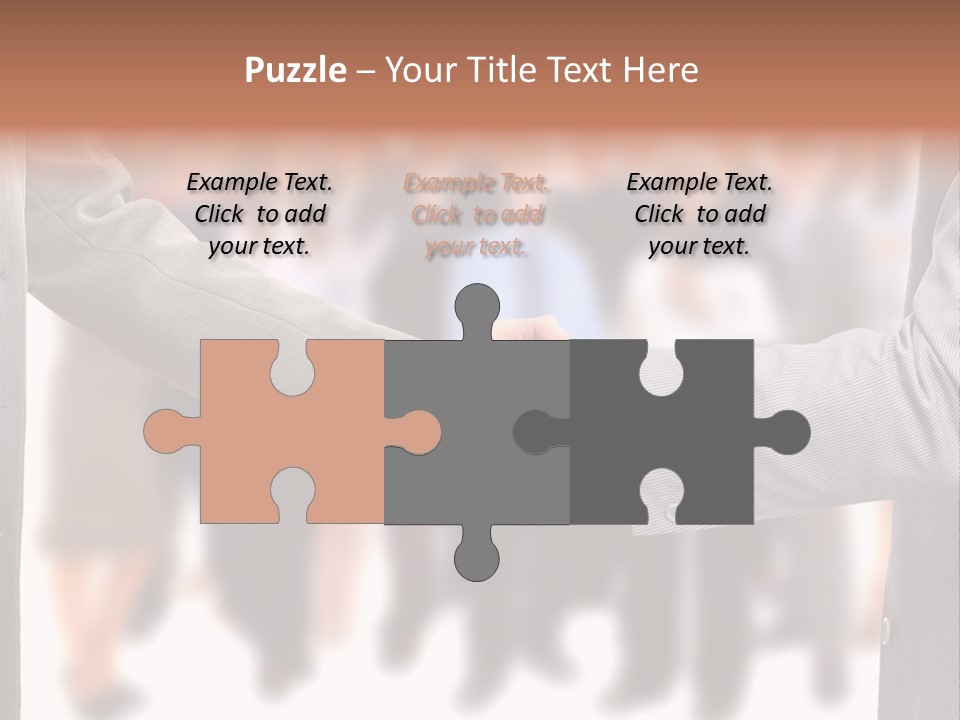 Two Men Shaking Hands In Front Of A Group Of People PowerPoint Template