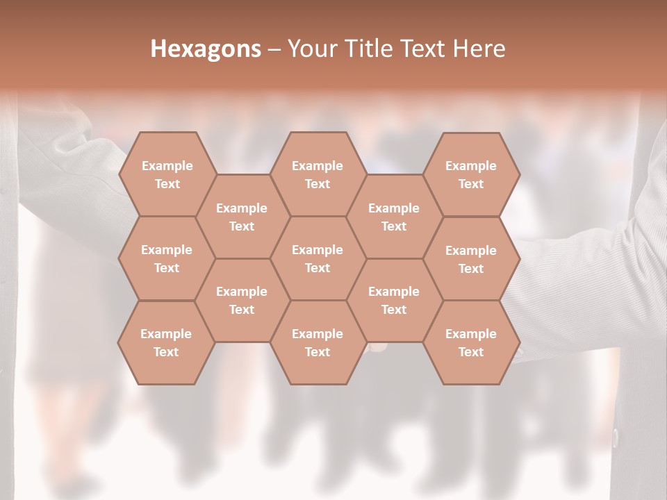 Two Men Shaking Hands In Front Of A Group Of People PowerPoint Template