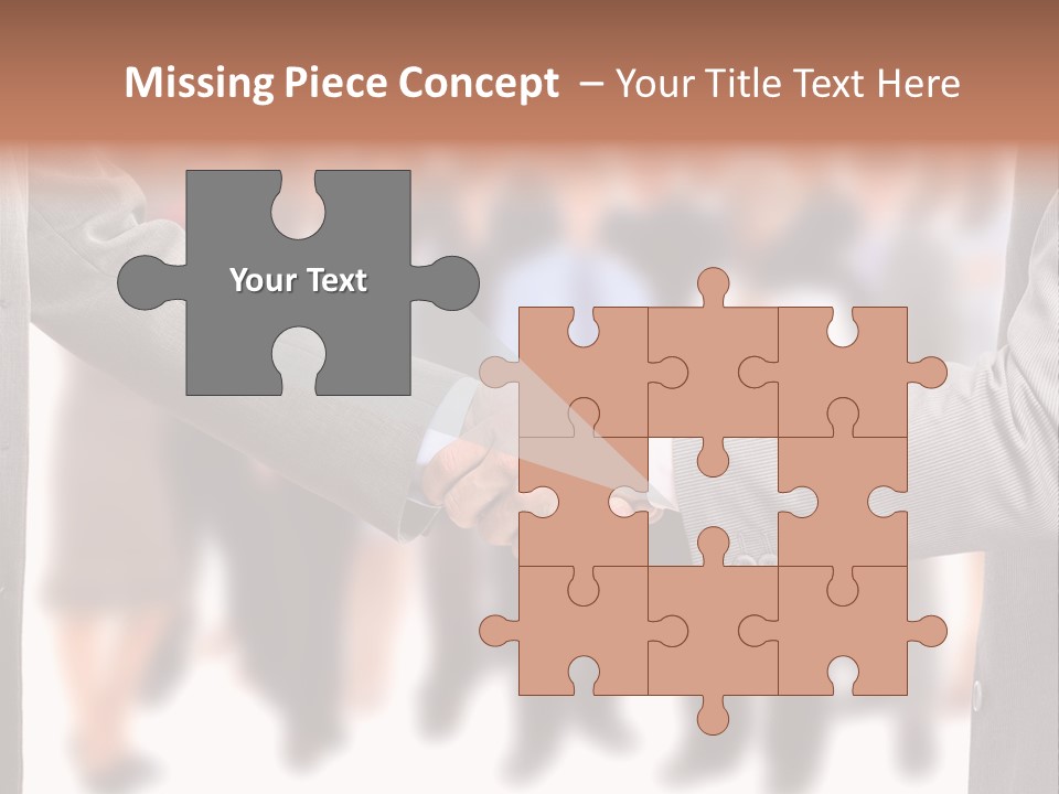 Two Men Shaking Hands In Front Of A Group Of People PowerPoint Template