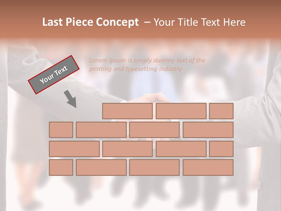 Two Men Shaking Hands In Front Of A Group Of People PowerPoint Template