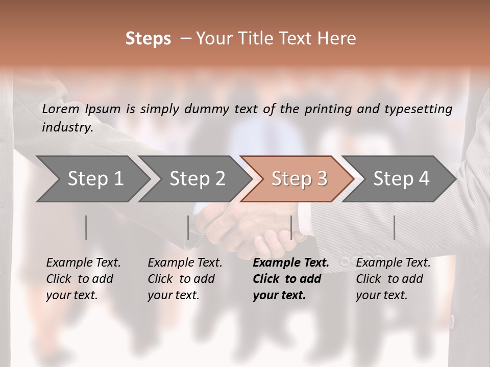Two Men Shaking Hands In Front Of A Group Of People PowerPoint Template