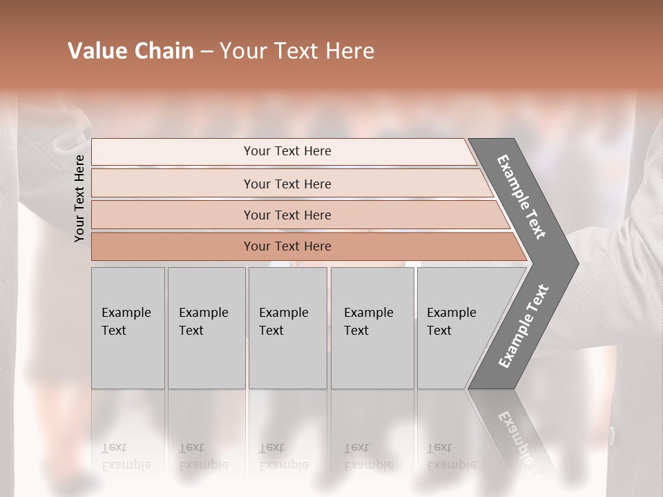 Two Men Shaking Hands In Front Of A Group Of People PowerPoint Template