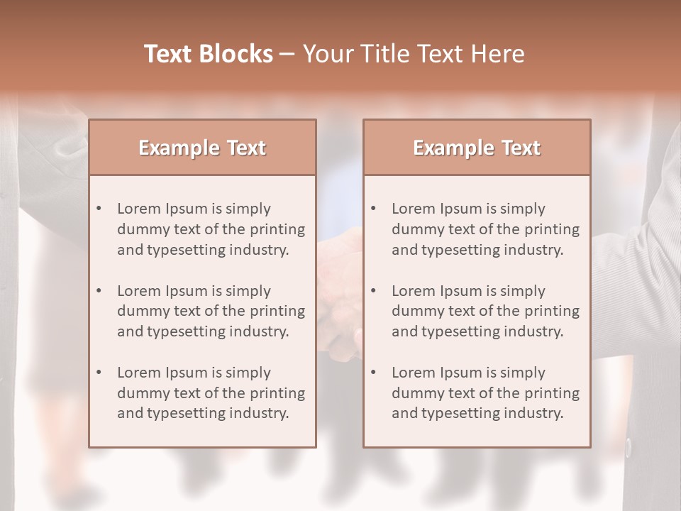 Two Men Shaking Hands In Front Of A Group Of People PowerPoint Template