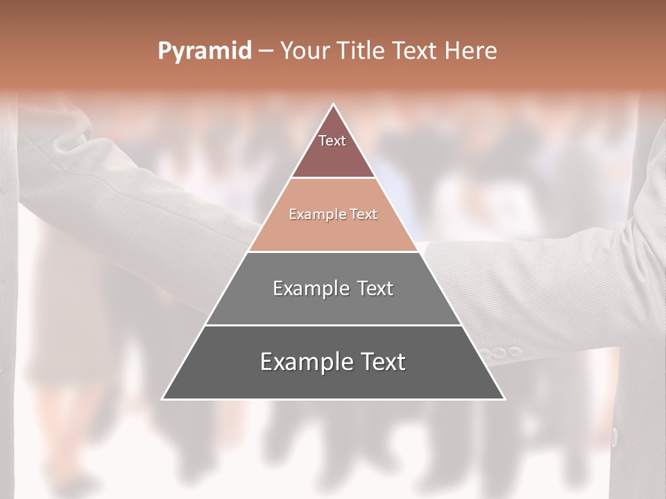 Two Men Shaking Hands In Front Of A Group Of People PowerPoint Template