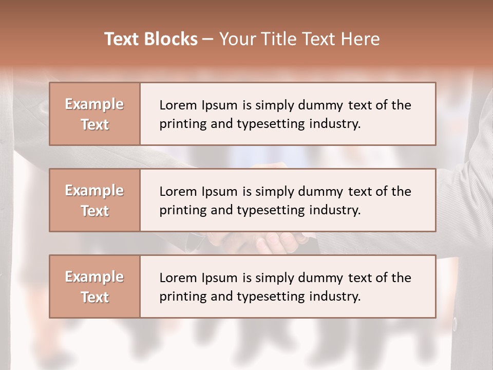 Two Men Shaking Hands In Front Of A Group Of People PowerPoint Template