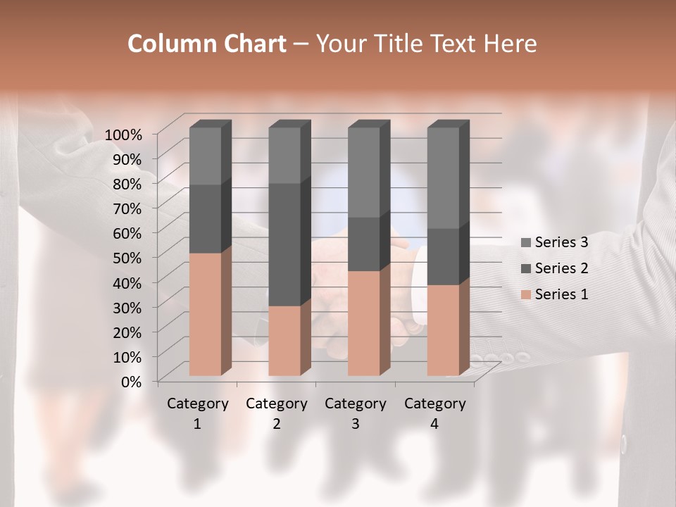 Two Men Shaking Hands In Front Of A Group Of People PowerPoint Template
