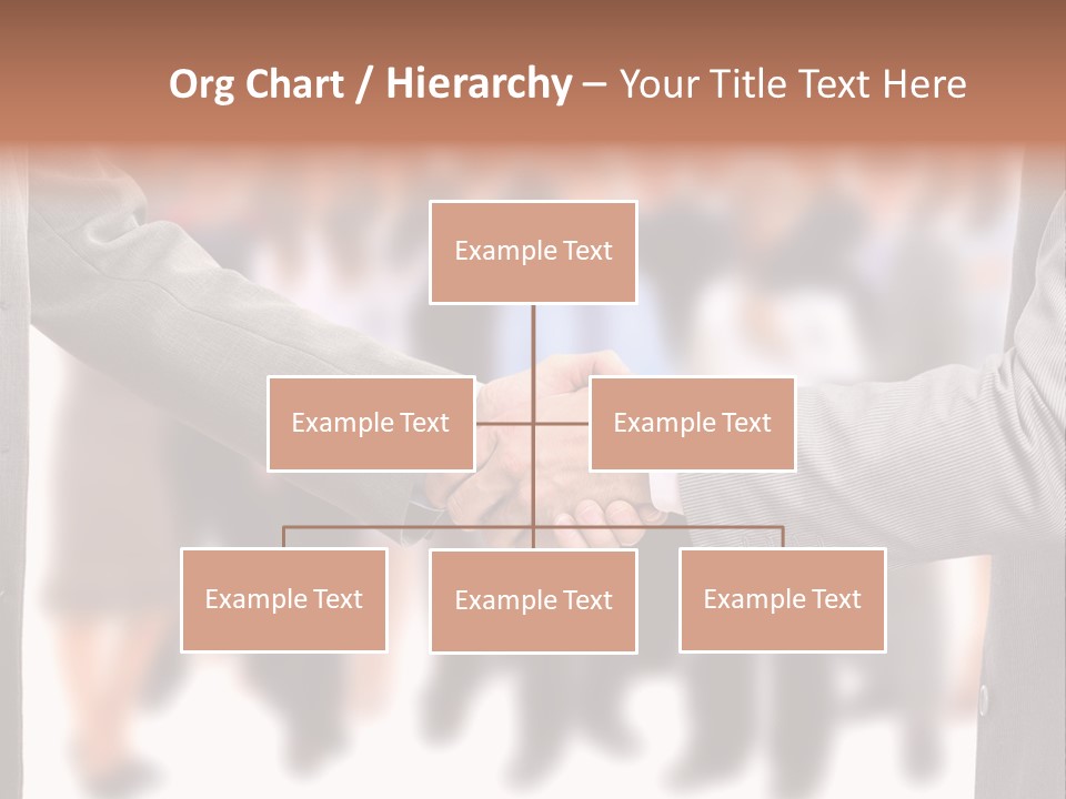 Two Men Shaking Hands In Front Of A Group Of People PowerPoint Template