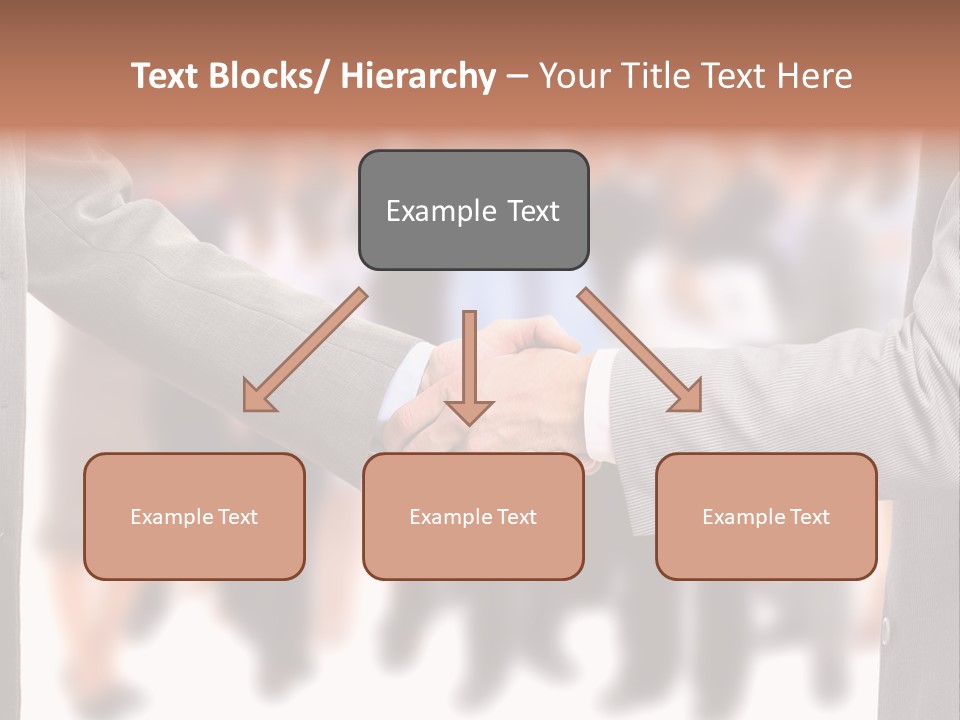 Two Men Shaking Hands In Front Of A Group Of People PowerPoint Template
