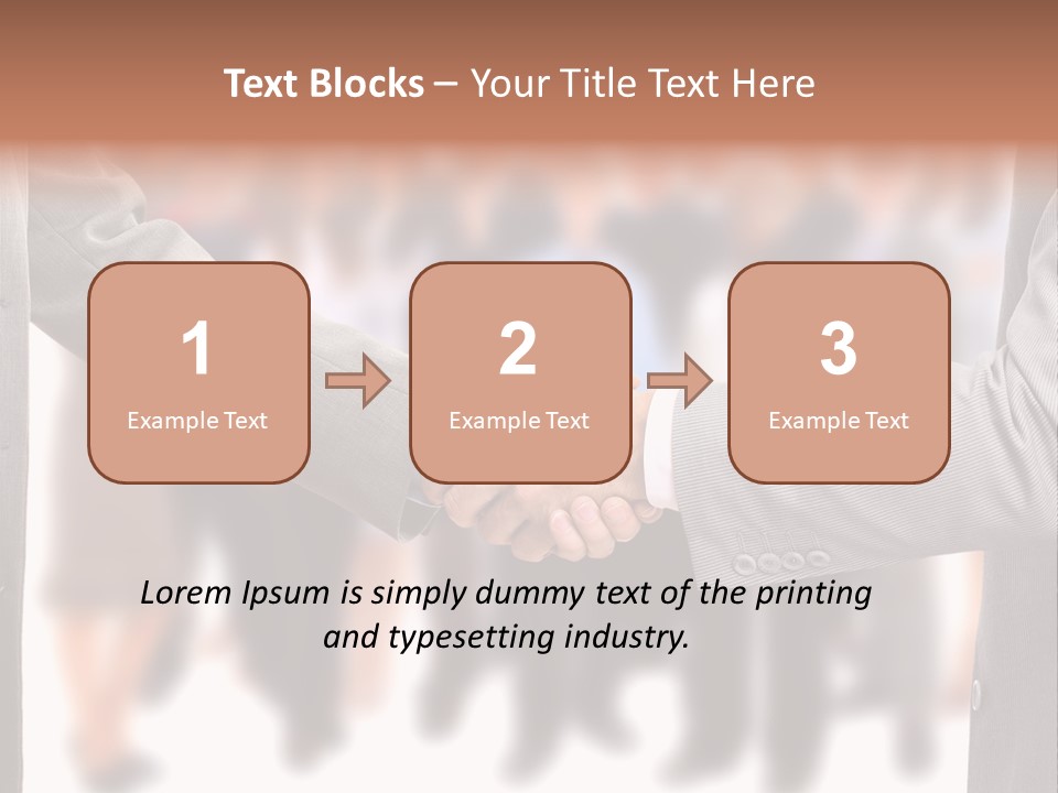 Two Men Shaking Hands In Front Of A Group Of People PowerPoint Template