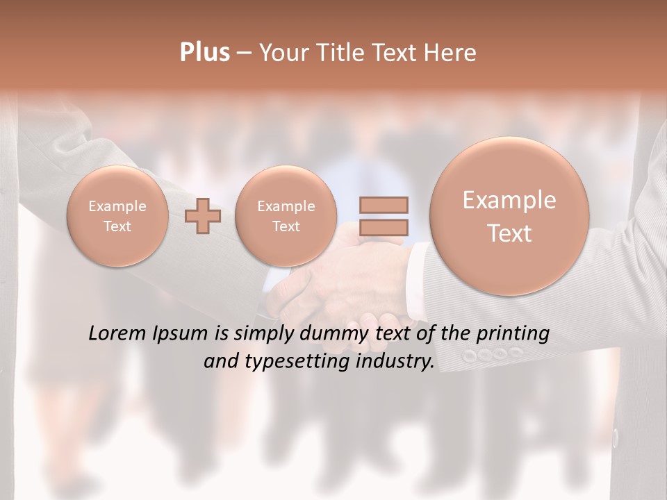 Two Men Shaking Hands In Front Of A Group Of People PowerPoint Template