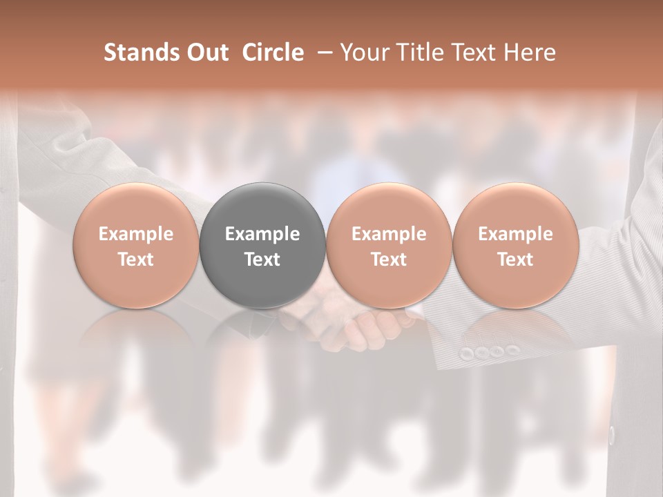 Two Men Shaking Hands In Front Of A Group Of People PowerPoint Template