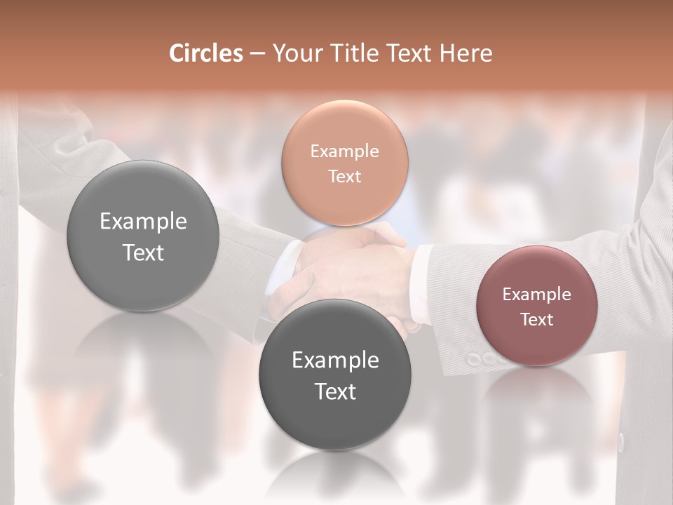 Two Men Shaking Hands In Front Of A Group Of People PowerPoint Template