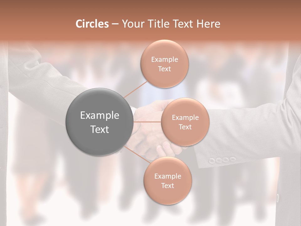 Two Men Shaking Hands In Front Of A Group Of People PowerPoint Template