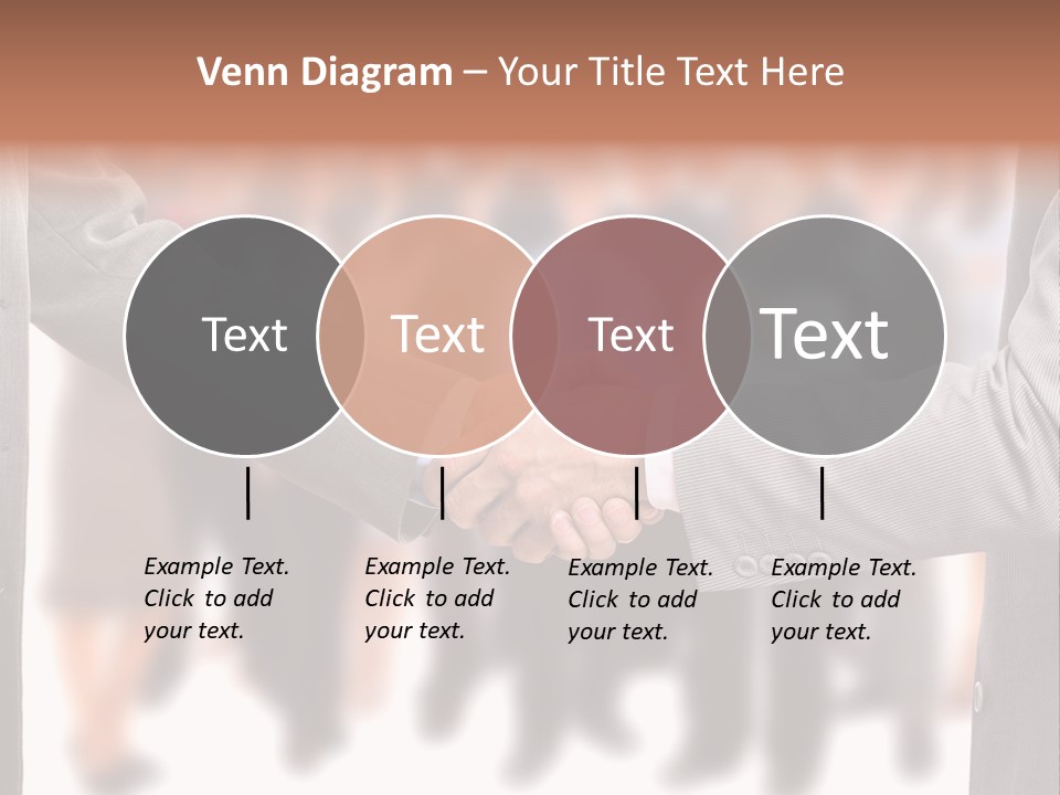 Two Men Shaking Hands In Front Of A Group Of People PowerPoint Template