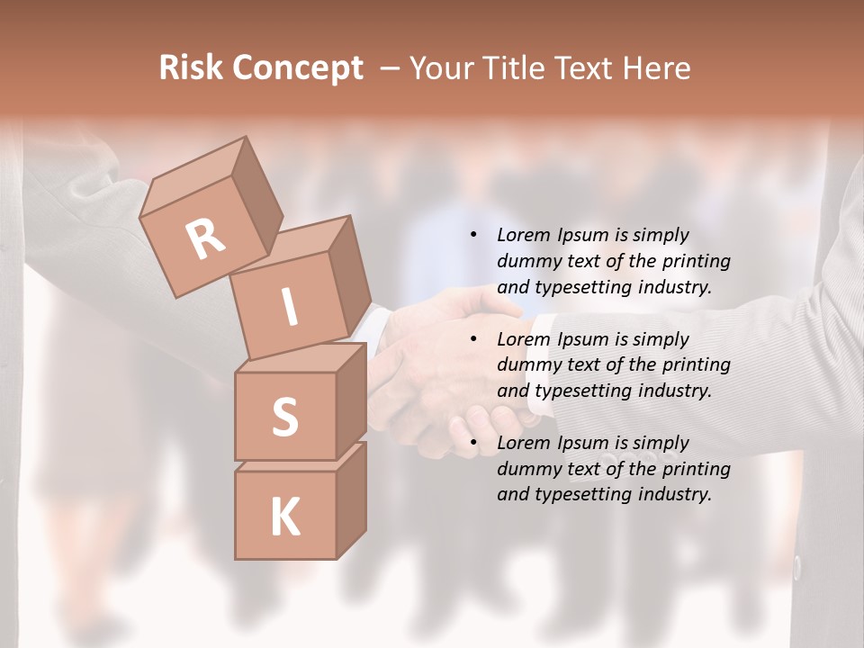 Two Men Shaking Hands In Front Of A Group Of People PowerPoint Template