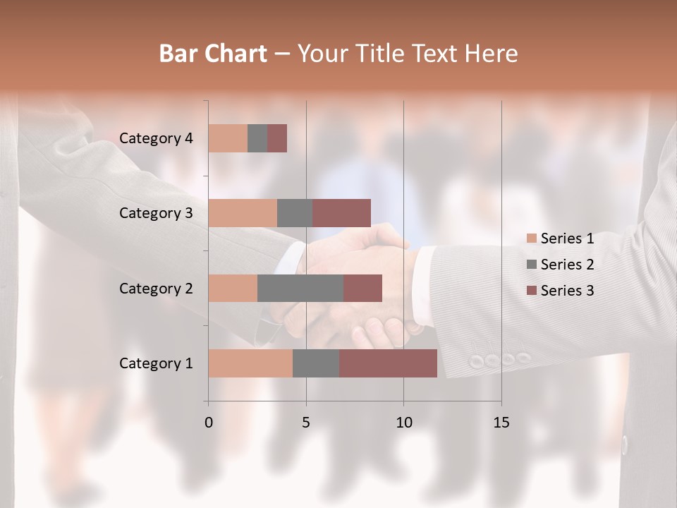Two Men Shaking Hands In Front Of A Group Of People PowerPoint Template