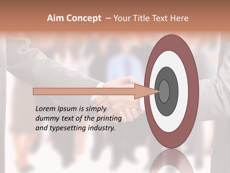 Two Men Shaking Hands In Front Of A Group Of People PowerPoint Template