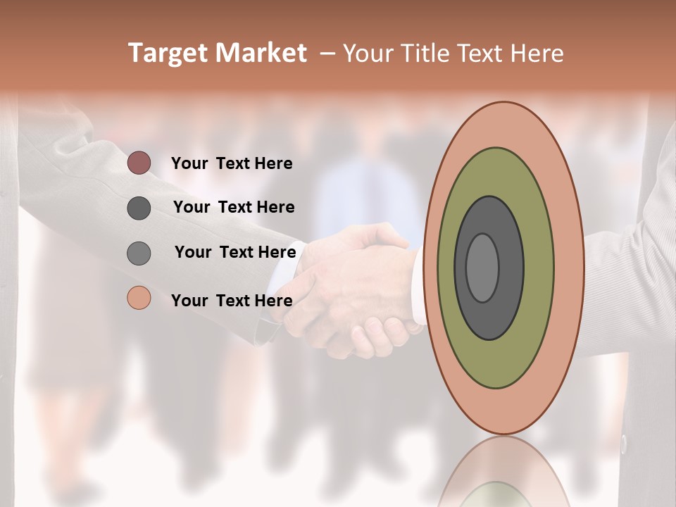 Two Men Shaking Hands In Front Of A Group Of People PowerPoint Template