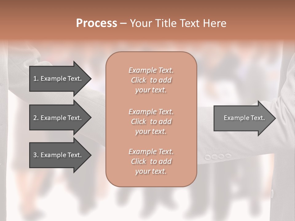 Two Men Shaking Hands In Front Of A Group Of People PowerPoint Template