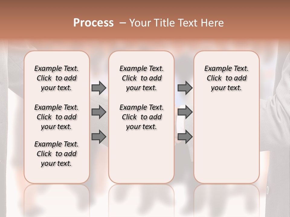 Two Men Shaking Hands In Front Of A Group Of People PowerPoint Template