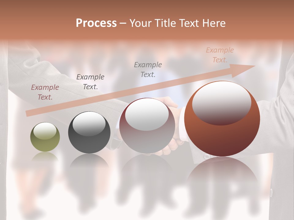 Two Men Shaking Hands In Front Of A Group Of People PowerPoint Template