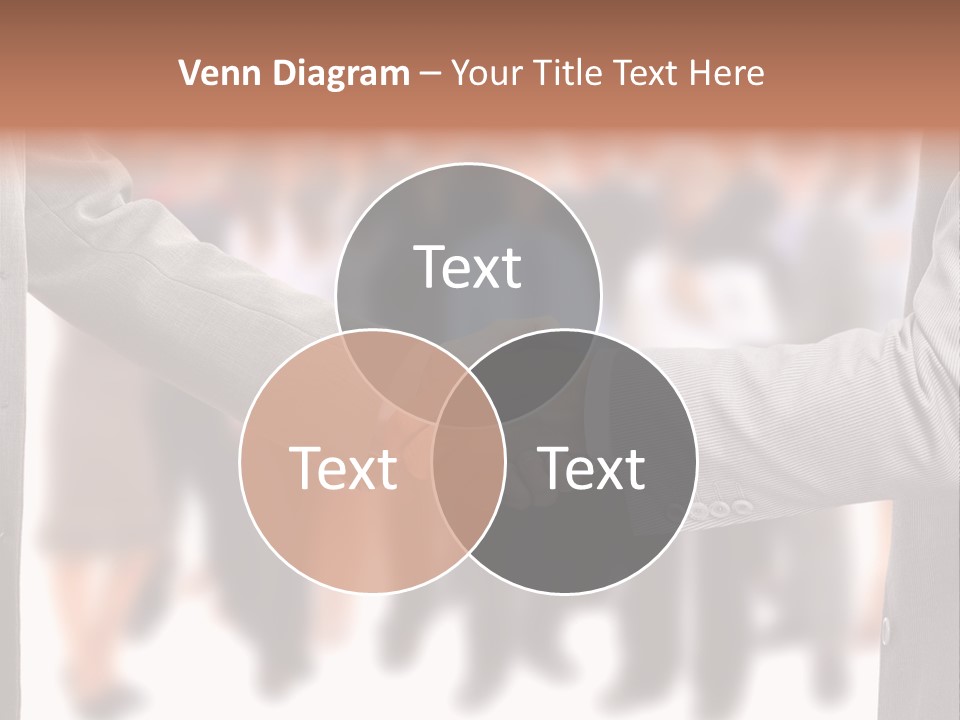 Two Men Shaking Hands In Front Of A Group Of People PowerPoint Template