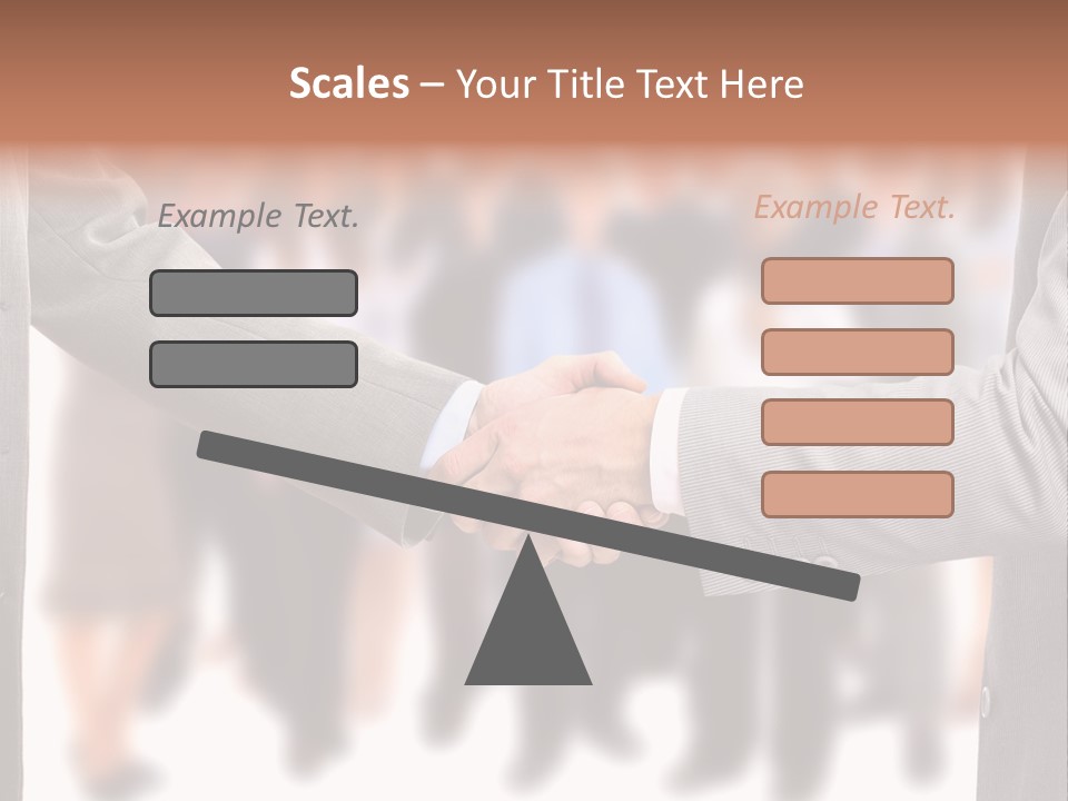 Two Men Shaking Hands In Front Of A Group Of People PowerPoint Template