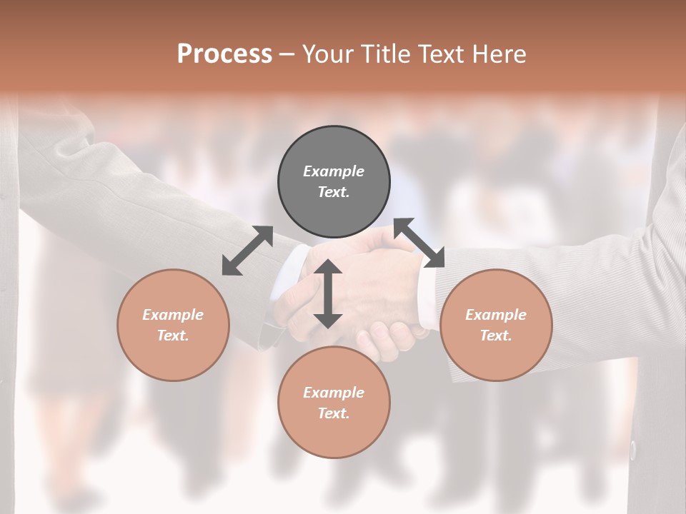Two Men Shaking Hands In Front Of A Group Of People PowerPoint Template