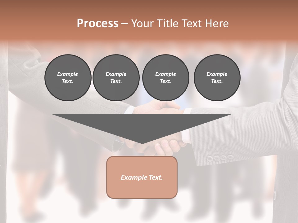 Two Men Shaking Hands In Front Of A Group Of People PowerPoint Template