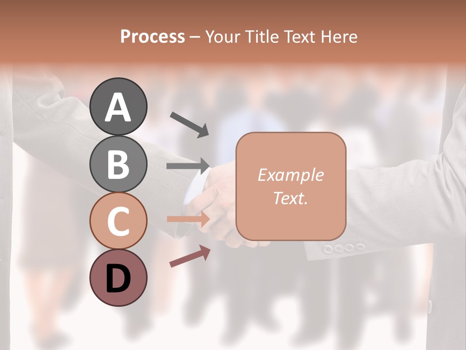Two Men Shaking Hands In Front Of A Group Of People PowerPoint Template
