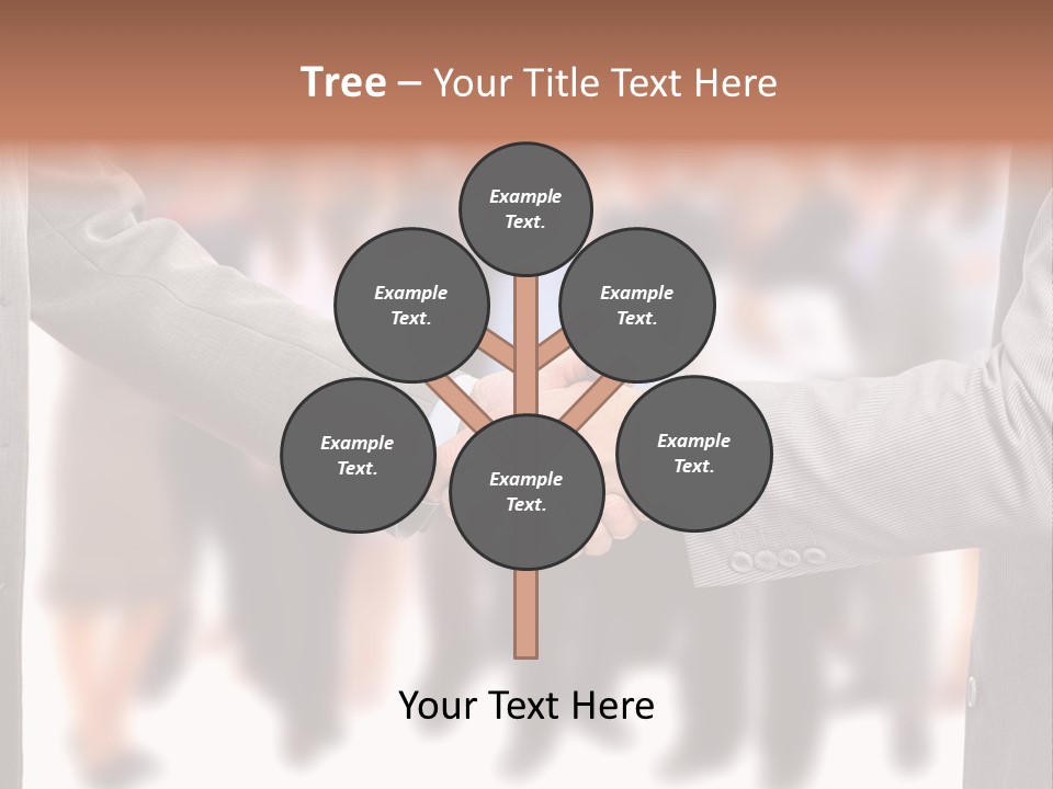 Two Men Shaking Hands In Front Of A Group Of People PowerPoint Template