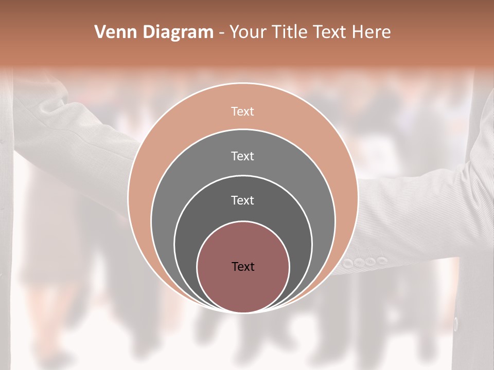 Two Men Shaking Hands In Front Of A Group Of People PowerPoint Template