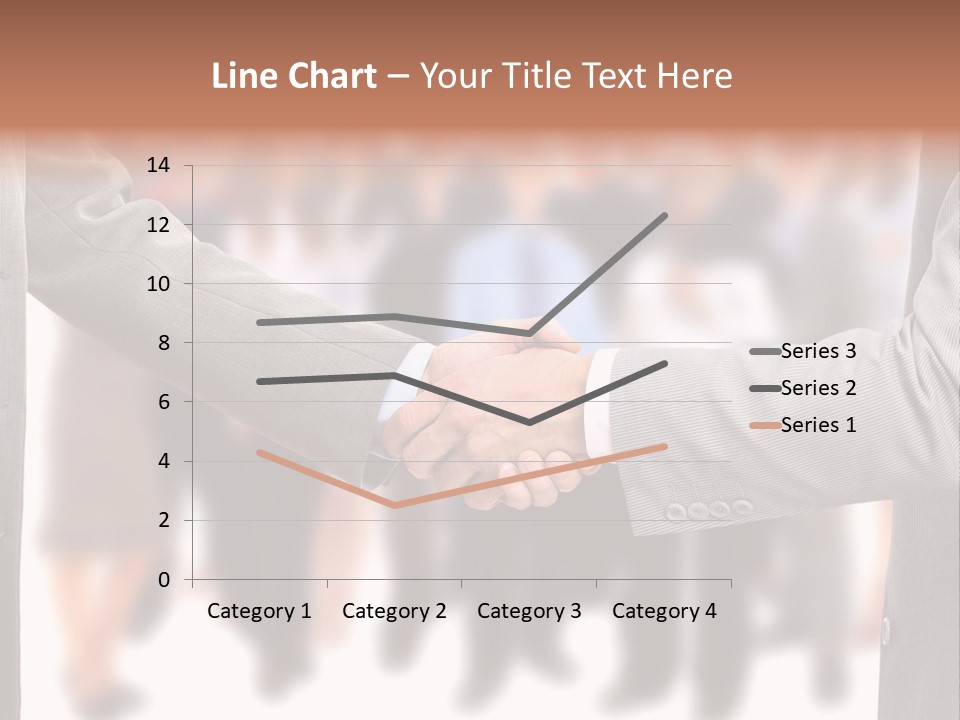 Two Men Shaking Hands In Front Of A Group Of People PowerPoint Template