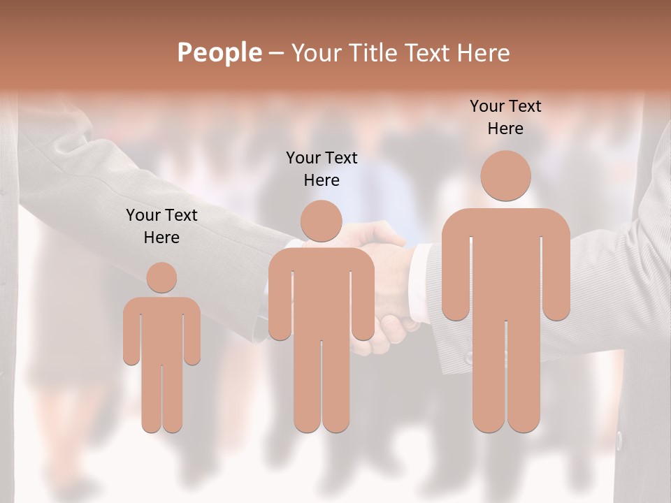 Two Men Shaking Hands In Front Of A Group Of People PowerPoint Template