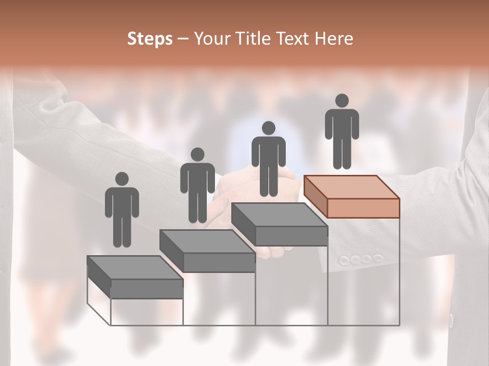 Two Men Shaking Hands In Front Of A Group Of People PowerPoint Template