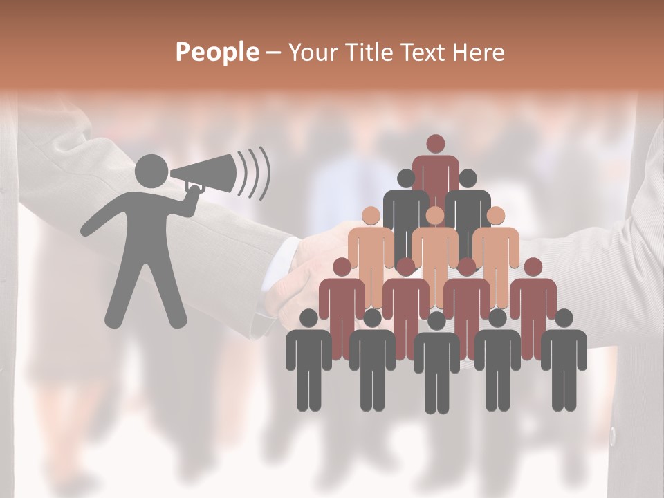 Two Men Shaking Hands In Front Of A Group Of People PowerPoint Template