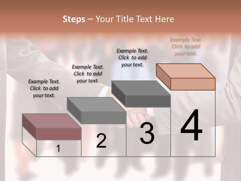 Two Men Shaking Hands In Front Of A Group Of People PowerPoint Template