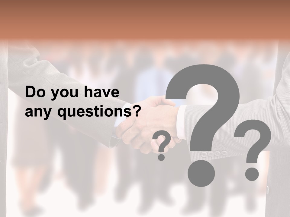 Two Men Shaking Hands In Front Of A Group Of People PowerPoint Template